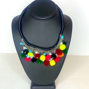 Black/Multi-colored Pom Pom necklace OS (one size) from RESET-CLOSET